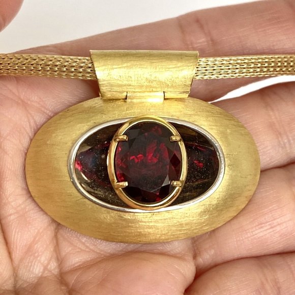 Unbranded Jewelry - 18K Yellow & White Gold Rhodolite Garnet Necklace Handmade in St John USVI 55.2g
